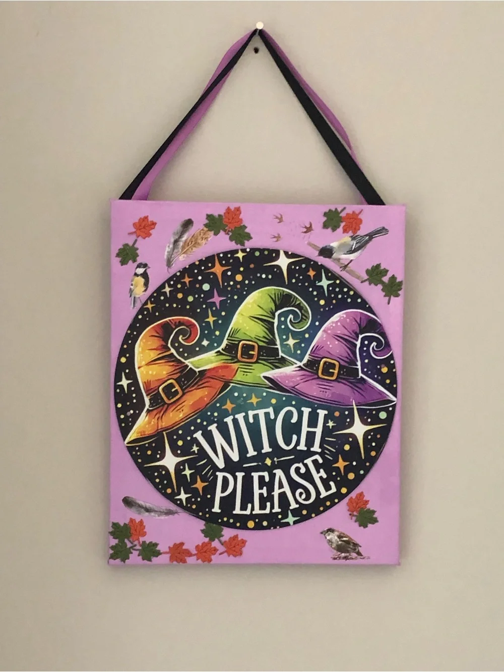 Witch Please Pink Halloween Wall Sign